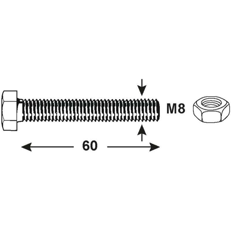 Image du produit Boulon &agrave; T&ecirc;te Hexagonale - Acier Galvanis&eacute; - M8