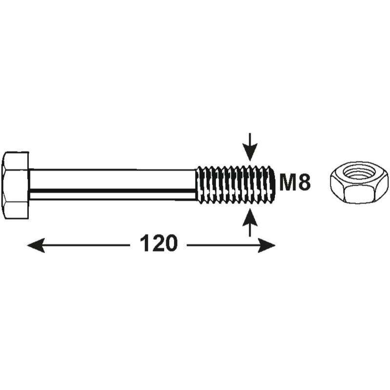 Image du produit Boulon &agrave; T&ecirc;te Hexagonale - Acier Galvanis&eacute; - M8