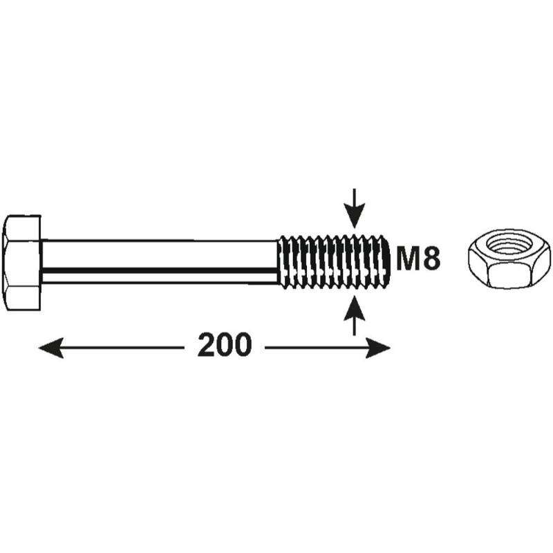 Image du produit Boulon &agrave; T&ecirc;te Hexagonale - Acier Galvanis&eacute; - M8