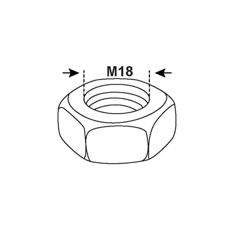 Image du produit Ecrou Hexagonal - Acier Galvanis&eacute; - M18