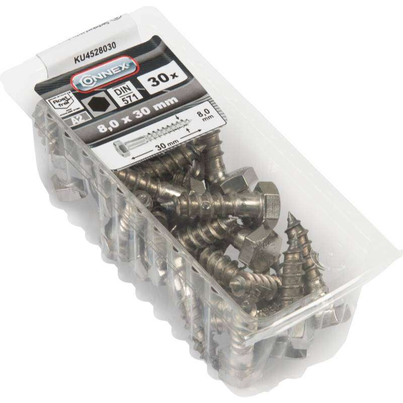 Image du produit Tirefond (Hexagonal) - Filetage &agrave; Bois - Inox A2 - &Oslash; 8 mm