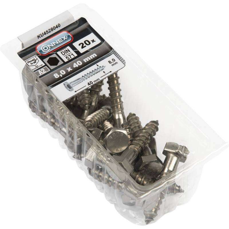 Image du produit Tirefond (Hexagonal) - Filetage &agrave; Bois - Inox A2 - &Oslash; 8 mm