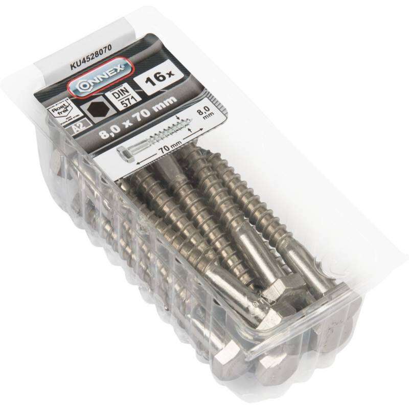 Image du produit Tirefond (Hexagonal) - Filetage &agrave; Bois - Inox A2 - &Oslash; 8 mm