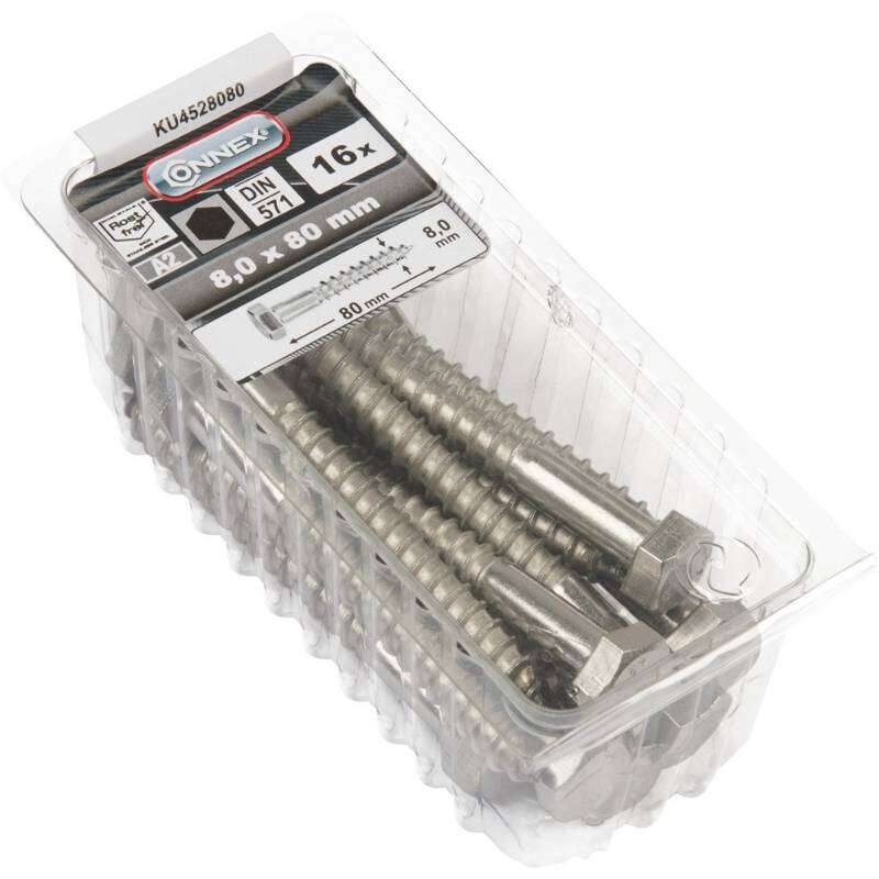 Image du produit Tirefond (Hexagonal) - Filetage &agrave; Bois - Inox A2 - &Oslash; 8 mm
