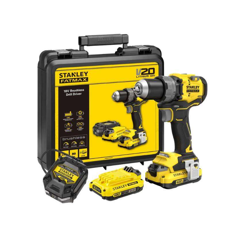 Image du produit Stanley V20 Perceuse Visseuse BL 80Nm 18V, 2 x 2.0Ah SFMCD725D2K-QW
