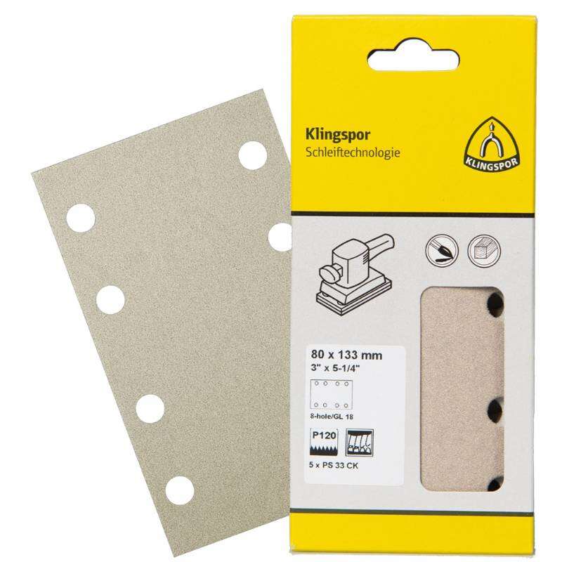 Image du produit KLINGSPOR - Bande Abrasive, Auto-agrippant - pour Peinture / Bois - PS 33 CK - 70 x 125 mm - Grain (de 60 &agrave; 120)