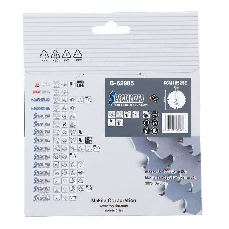 Image du produit MAKITA - Lame de Scie Circulaire, EFFICUT TCT - Bois - &Oslash; 165 x 20 mm - Dents: au choix