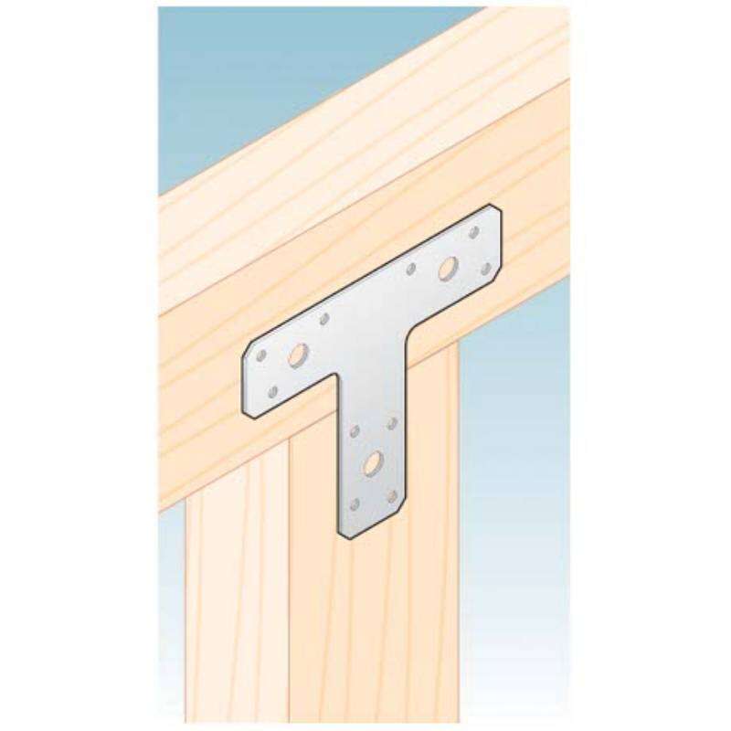 Image du produit Equerre Plate d'assemblage - Mod&egrave;le 'T' - Zingu&eacute; - 70 x 50 x 16 x 2 mm