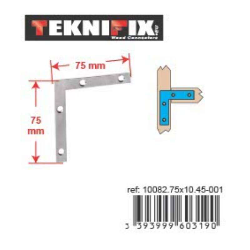 Image du produit Equerre Plate d'assemblage - 4 trous - Zingu&eacute; - 40 &agrave; 250 mm