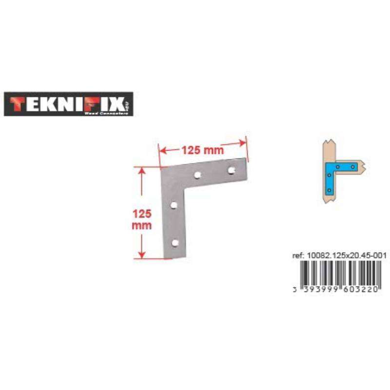 Image du produit Equerre Plate d'assemblage - 4 trous - Zingu&eacute; - 40 &agrave; 250 mm