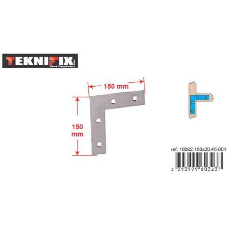 Image du produit Equerre Plate d'assemblage - 4 trous - Zingu&eacute; - 40 &agrave; 250 mm