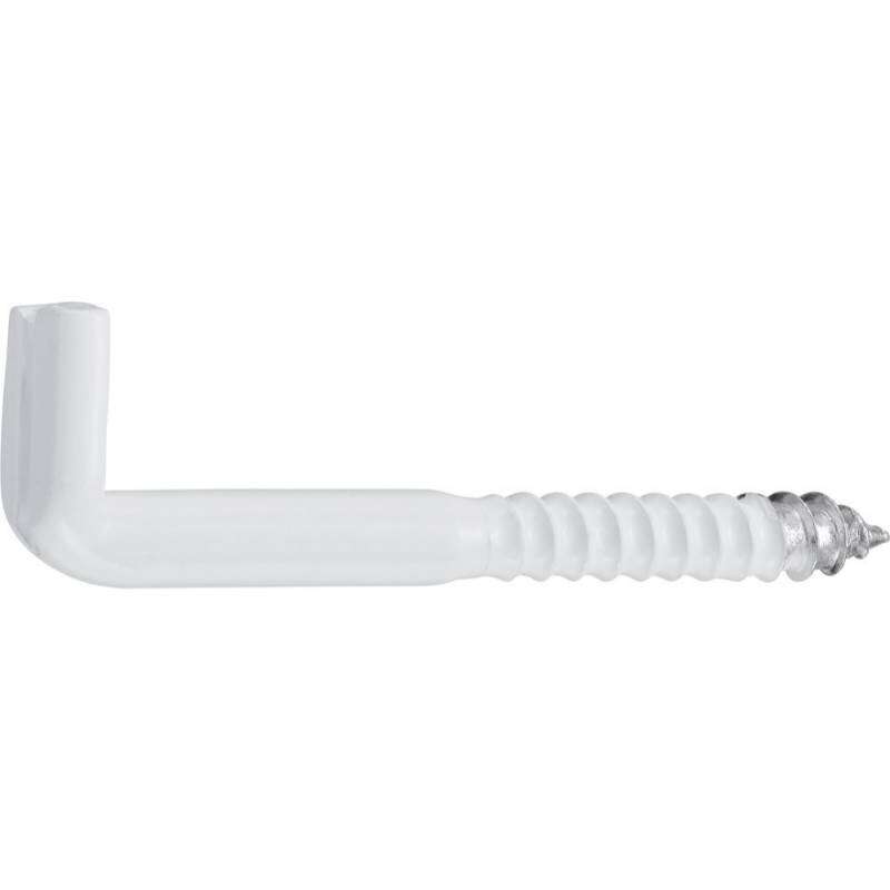 Image du produit Gond (Crampon) en L (Empreinte Plate) - Filetage Bois - Blanc - 5,8 x 65 mm (4 pcs)