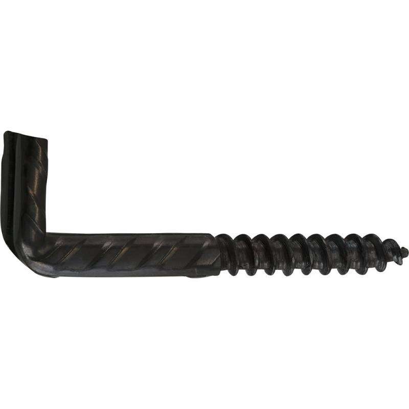 Image du produit Gond (Crampon) en L (Empreinte Plate) - Rustique - Filetage Bois - Noir - 5,2 x 50 mm (6 pcs)