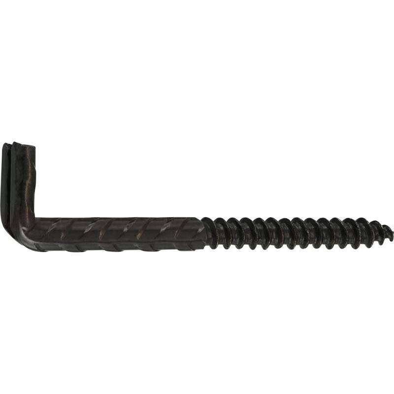 Image du produit Gond (Crampon) en L (Empreinte Plate) - Rustique - Filetage Bois - Noir - 5,2 x 65 mm (4 pcs)