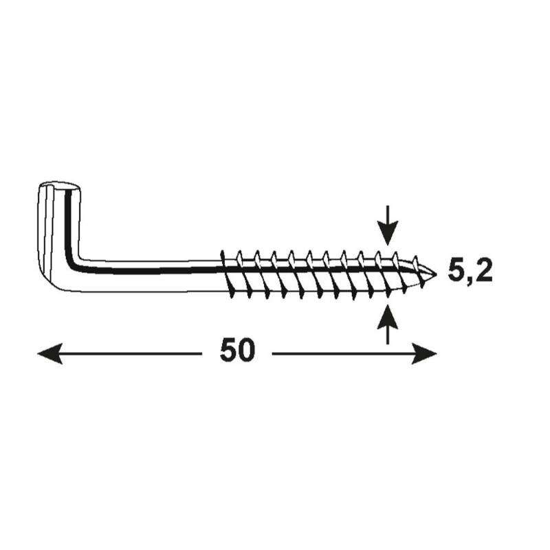 Image du produit Gond (Crampon) en L (Empreinte Plate) - Filetage Bois - Acier Galvanis&eacute;
