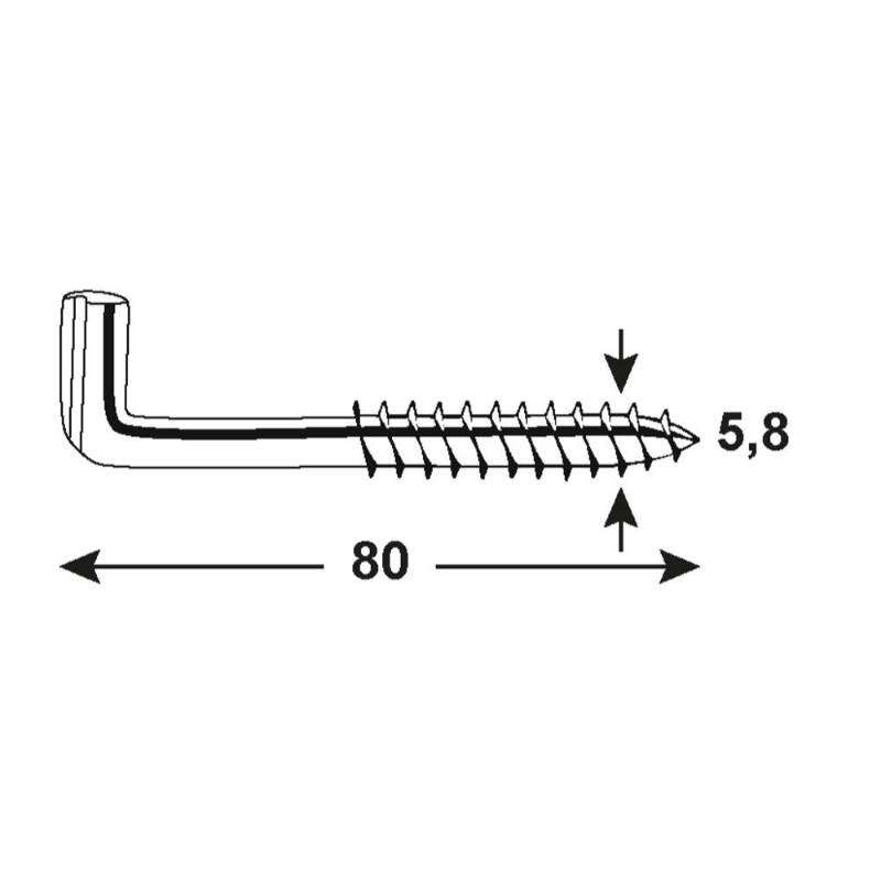 Image du produit Gond (Crampon) en L (Empreinte Plate) - Filetage Bois - Acier Galvanis&eacute;