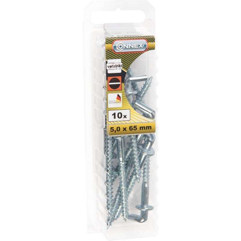 Image du produit Gond (Crampon) en L (Empreinte Plate) - Avec Arr&ecirc;t - Filetage Bois - Acier Galvanis&eacute; - 5 x 65 mm (10 pcs)