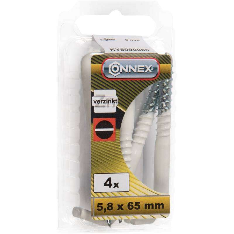 Image du produit Gond (Crampon) en L (Empreinte Plate) - Filetage Bois - Blanc - 5,8 x 65 mm (4 pcs)