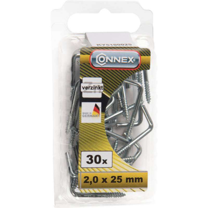 Image du produit Gond (Crampon) en L - Filetage Bois - Acier Galvanis&eacute; - 2 x 25 mm (30 pcs)