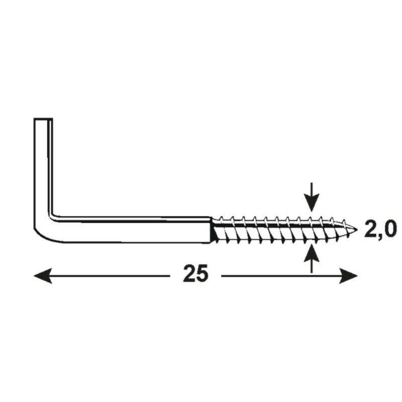 Image du produit Gond (Crampon) en L - Filetage Bois - Acier Galvanis&eacute; - 2 x 25 mm (30 pcs)
