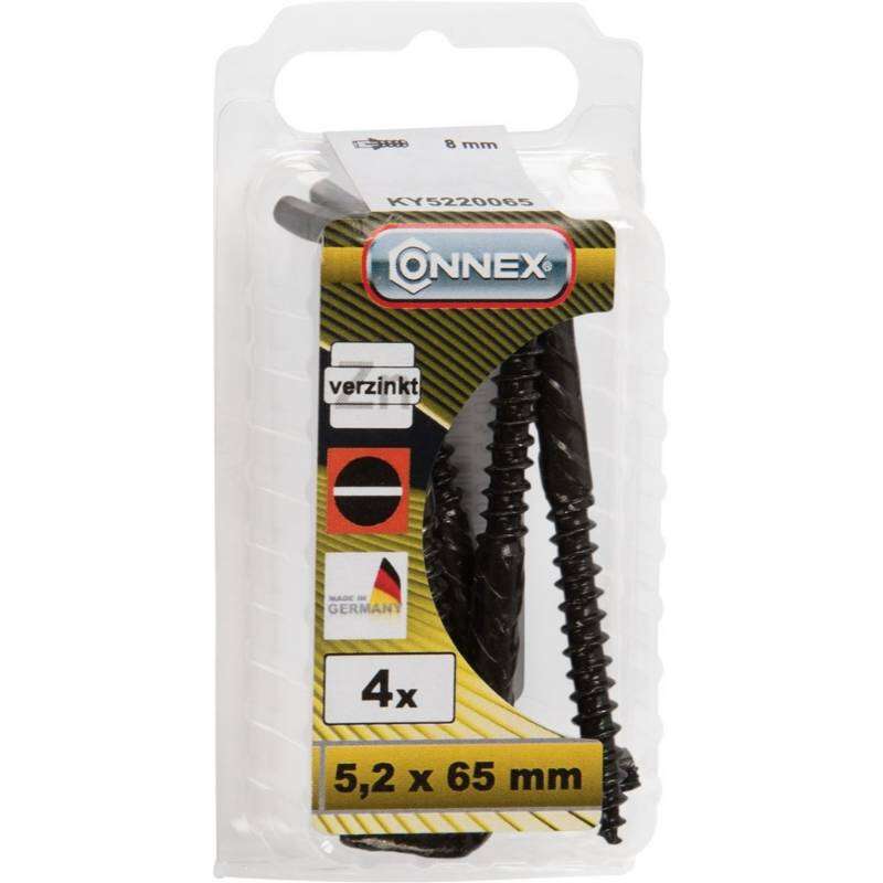 Image du produit Gond (Crampon) en L (Empreinte Plate) - Rustique - Filetage Bois - Noir - 5,2 x 65 mm (4 pcs)