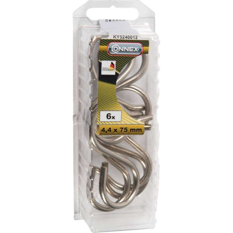 Image du produit Crochet en S (Crochet de Boucher) - Acier - 4,4 x 75 mm (6 pcs)