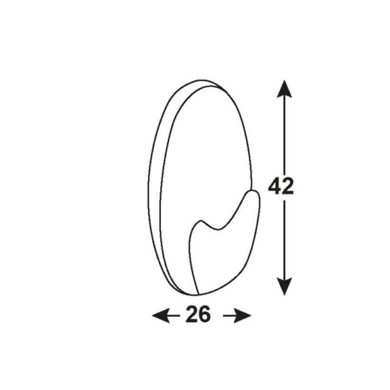 Image du produit Crochet Autocollant (Adh&eacute;sif) - Oval - Blanc - 42 x 26 mm (2 pcs)
