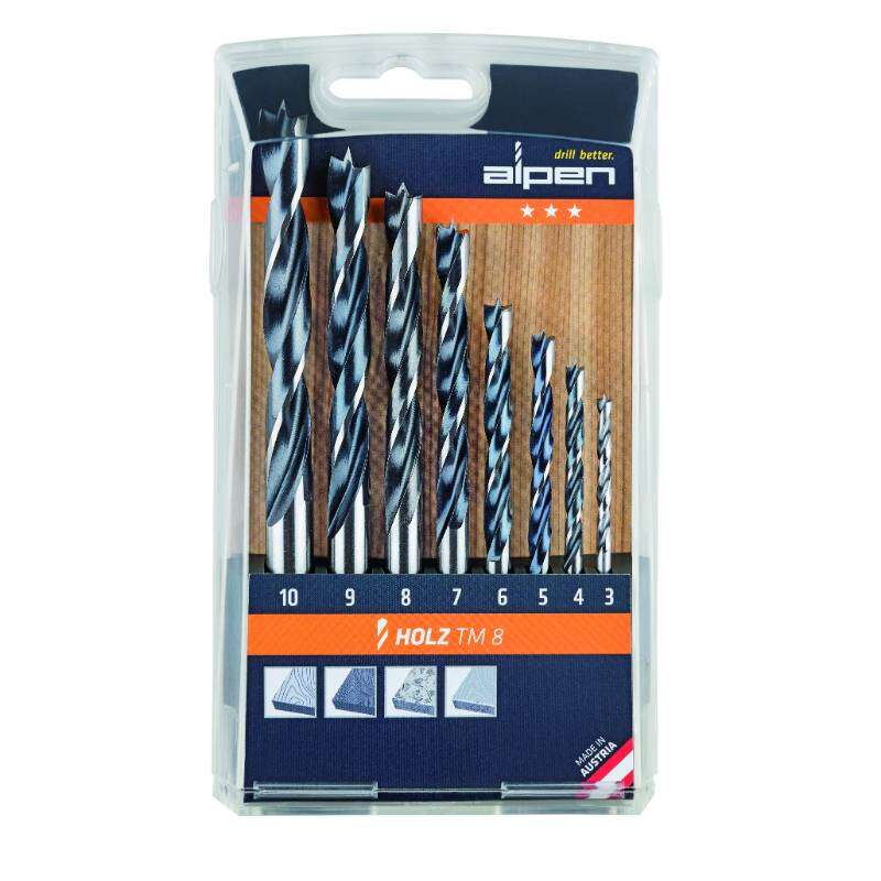 Image du produit Alpen - Cassette Forets Bois TM (8 pi&egrave;ces): &Oslash; 3|4|5|6|7|8|9|10 mm