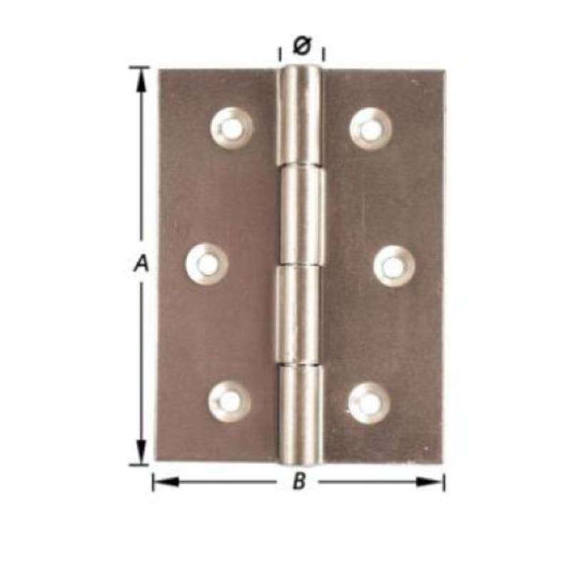Image du produit Charni&egrave;re Demi-large - Feuille double - Gros Noeud - Broche riv&eacute;e - Noeud &Oslash; 8 mm - Acier - (2p)