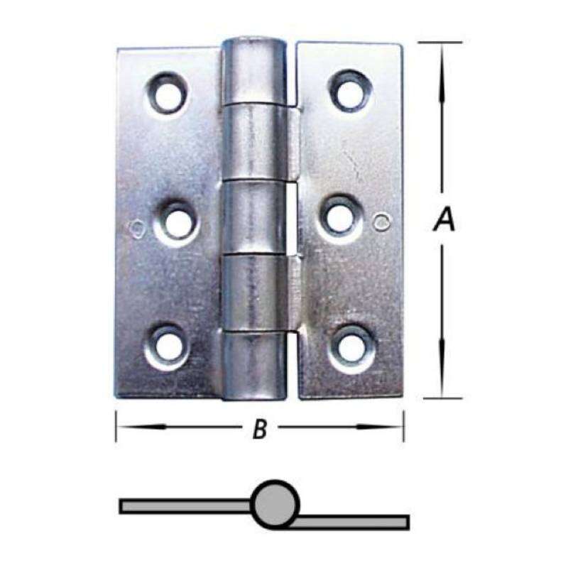 Image du produit Charni&egrave;re briquet - Feuille double - 1 lame pli&eacute;e - Broche fixe - Noeud &Oslash; 15 mm - Zingu&eacute;e
