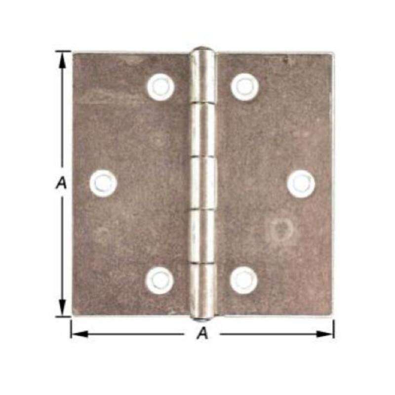 Image du produit Charni&egrave;re carr&eacute;e - Broche fixe inox - Zingu&eacute;e (2p)