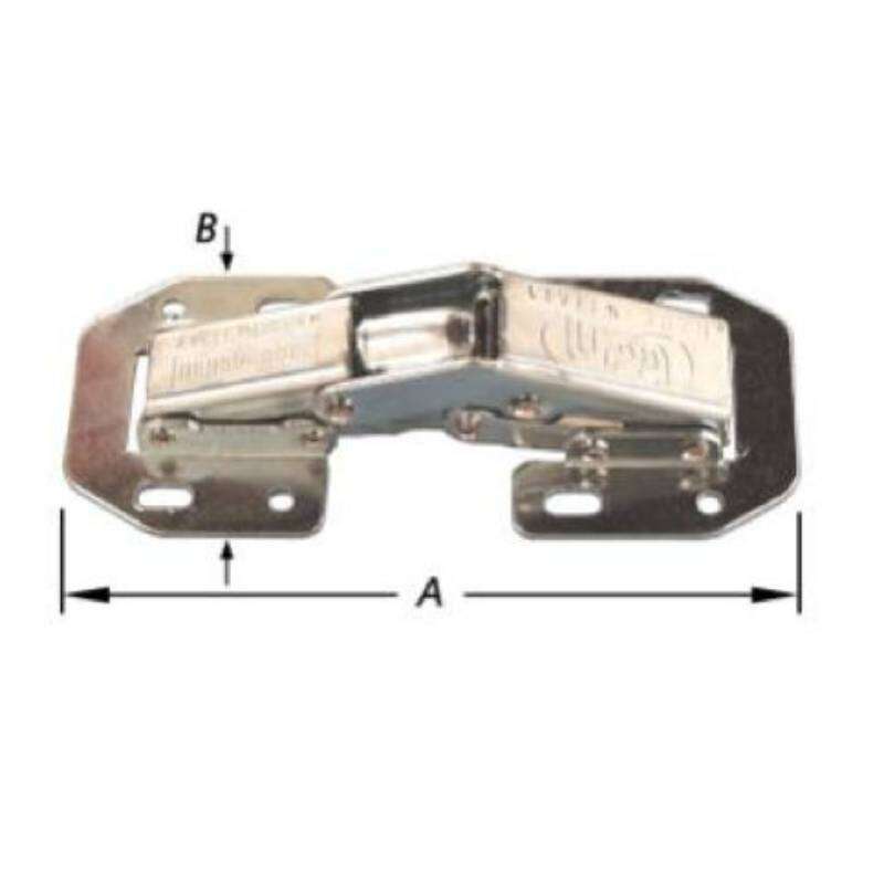 Image du produit Charni&egrave;re Extra forte coud&eacute;e &agrave; appliquer - &agrave; ressort fort - pour porte couvrante ou en retrait - Zingu&eacute;e - 105 x 45