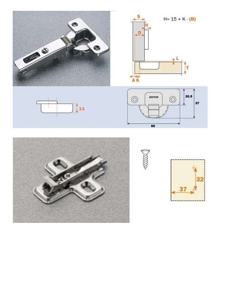 Image du produit Charni&egrave;re Salice Syst&egrave;me Push type B 110&deg; - &Oslash; 35 mm - C2APA99: coud&ucirc;re 0 - Embase 0 mm (Orange)