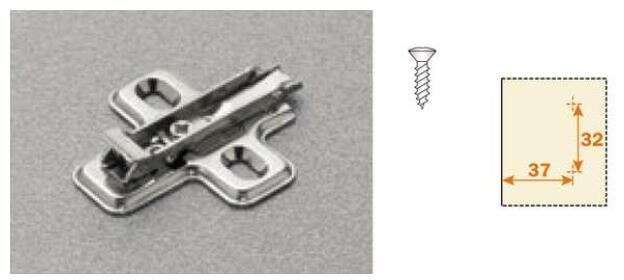 Image du produit Charni&egrave;re Salice 165&deg; - &Oslash; 35 mm - En applique type C2A : coud&ucirc;re 0 - Embase 3 mm (Blanc)