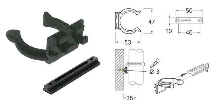 Image du produit Clips / Fixation de plinthe pour Pied de Meuble - Pour Camar 470 - Noir - &Oslash; 34 mm