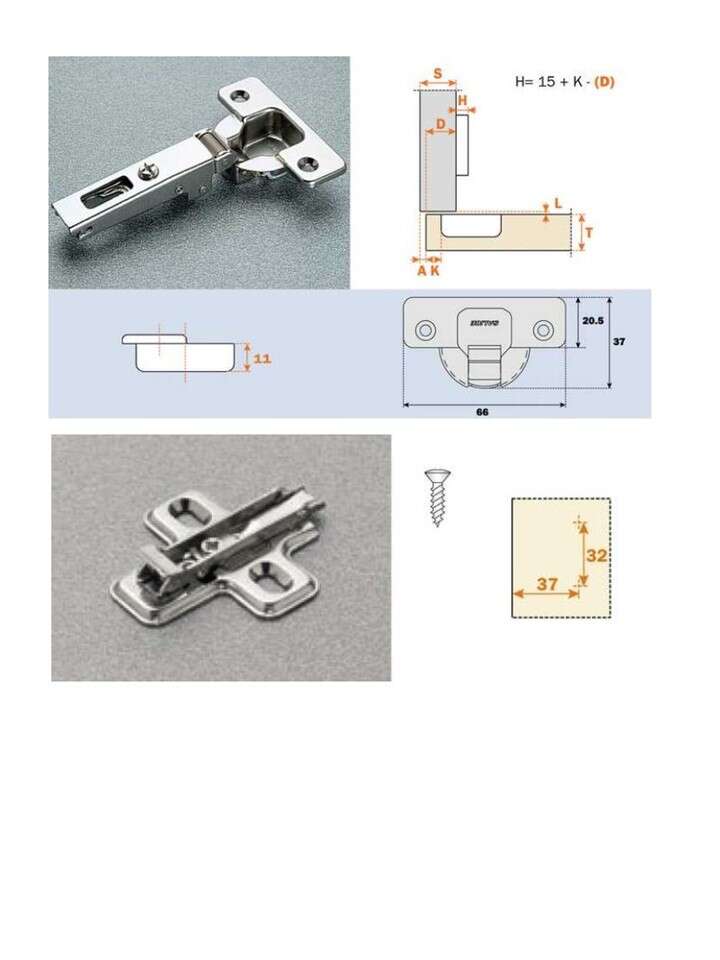Image du produit Charni&egrave;re Salice B 110&deg; - &Oslash; 35 mm - En appliques type C2A : coud&ucirc;re 0 - Embase 0 mm (Vert)