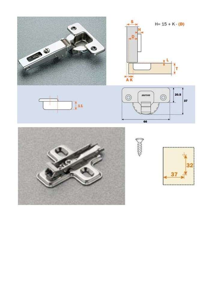 Image du produit Charni&egrave;re Salice C 110&deg; - &Oslash; 35 mm - En appliques type C2A : coud&ucirc;re 0 - Embase 3 mm (Rouge)