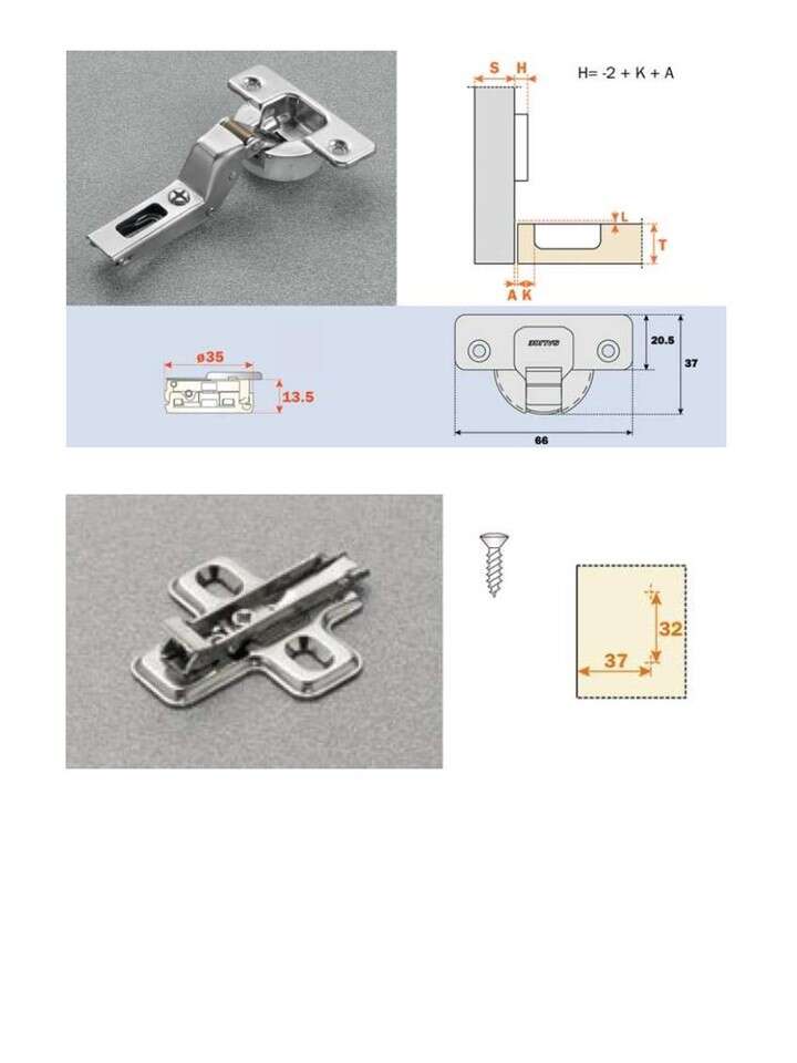 Image du produit Charni&egrave;re Salice D+ 110&deg; - &Oslash; 35 mm - pour portes rentrantes Silentia+ - type C7A: coud&ucirc;re 17 - Embase 3 mm