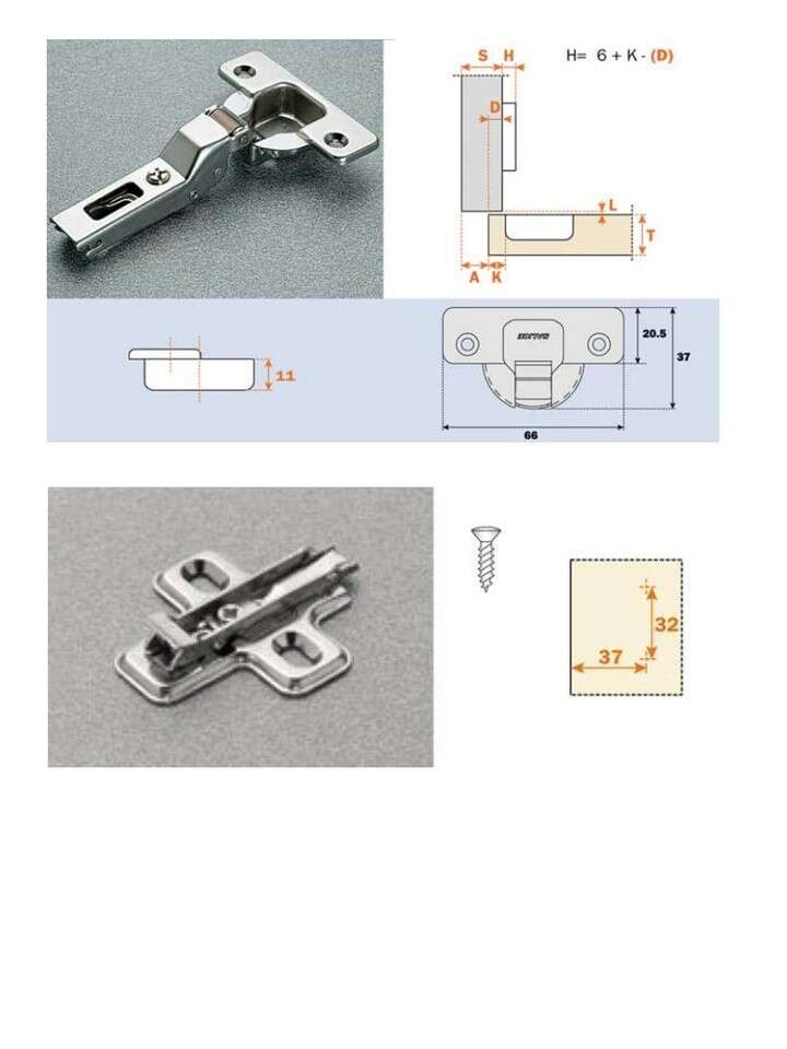 Image du produit Charni&egrave;re Salice Syst&egrave;me Push type A 110&deg;- &Oslash; 35 mm - C2APG99: coud&ucirc;re 9 - Embase 3 mm (Rose)