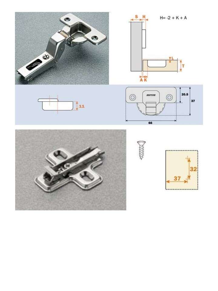 Image du produit Charni&egrave;re Salice Syst&egrave;me Push type D 110&deg; - &Oslash; 35 mm - C2APG99: coud&ucirc;re 17 - Embase 3 mm (Brun)