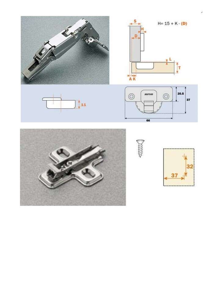 Image du produit Charni&egrave;re Salice 165&deg; - &Oslash; 35 mm - En applique type C2A : coud&ucirc;re 0 - Embase 3 mm (Blanc)