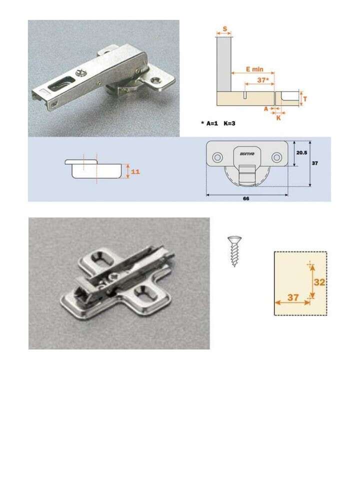 Image du produit Charni&egrave;re Salice I 94&deg; - &Oslash; 35 mm - Contre coud&eacute;e type C2A pour syt&egrave;me 32 mm - Embase 3 mm
