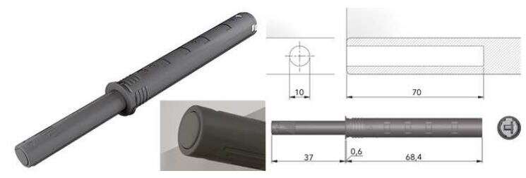 Image du produit Syst&egrave;me K Push - Anthracite - 78 x 16 mm ( Piston 10 x 68 mm - Base - Fixation) - 2p