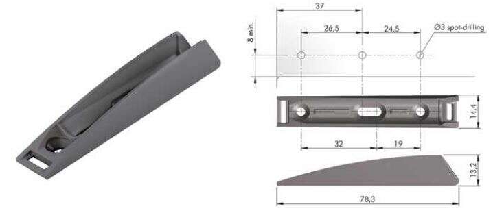 Image du produit Syst&egrave;me K Push - Anthracite - 78 x 16 mm ( Piston 10 x 68 mm - Base - Fixation) - 2p
