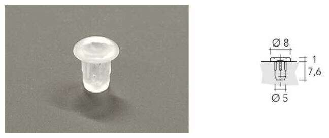 Image du produit But&eacute;e &agrave; percer &Oslash; 5 x 8 mm profondeur - Transparent - &Oslash; 8 x 1 mm