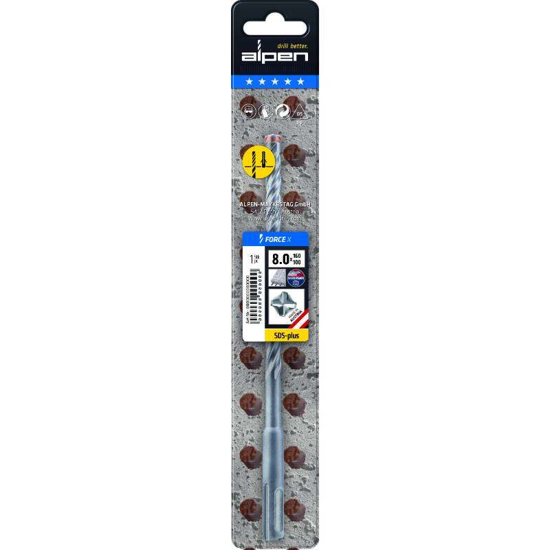 Image du produit Alpen - FORCE X SDS-plus Foret B&eacute;ton arm&eacute; - Long. 250/310 mm - 4 Taillants