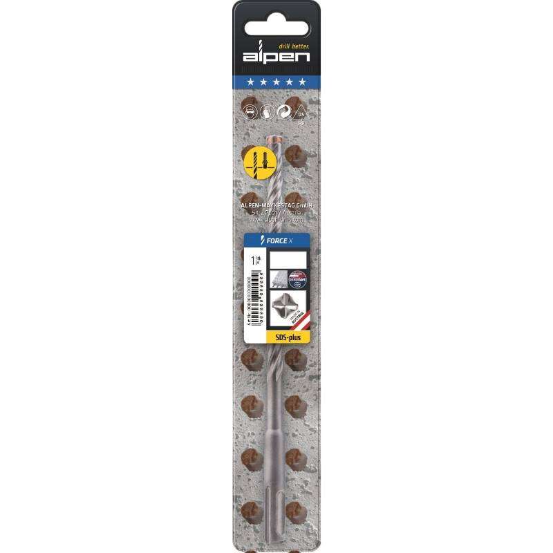 Image du produit Alpen - FORCE X SDS-plus Foret B&eacute;ton arm&eacute; - &Oslash; 6,5 x 150/210 mm - 4 Taillants