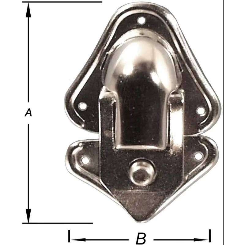 Image du produit Fermoir de valise - Mod&egrave;le Grenouille &agrave; levier - G&acirc;che boule - &agrave; clouer - Nickel&eacute; - 43 x 22 mm (2p)