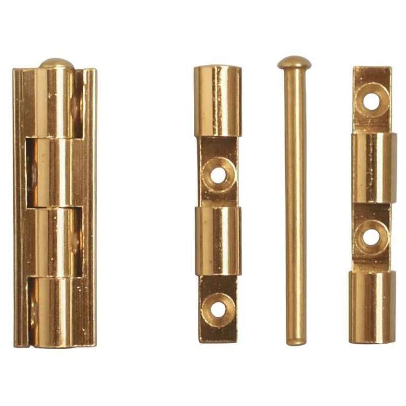 Image du produit Charni&egrave;re - Broche d&eacute;montable avec noeud arrondi - &agrave; appliquer - Fixation invisible - Laiton & Chrom&eacute;- 50 x 8,5 mm (2p)