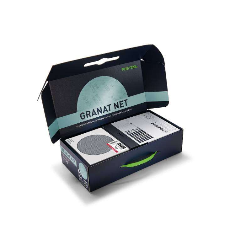 Image du produit FESTOOL - Abrasif 'Granat NET'- &Oslash; 150 mm - Kit de D&eacute;marrage (Bo&icirc;te contenant 60 pcs + 1 Coussinet de Protection)